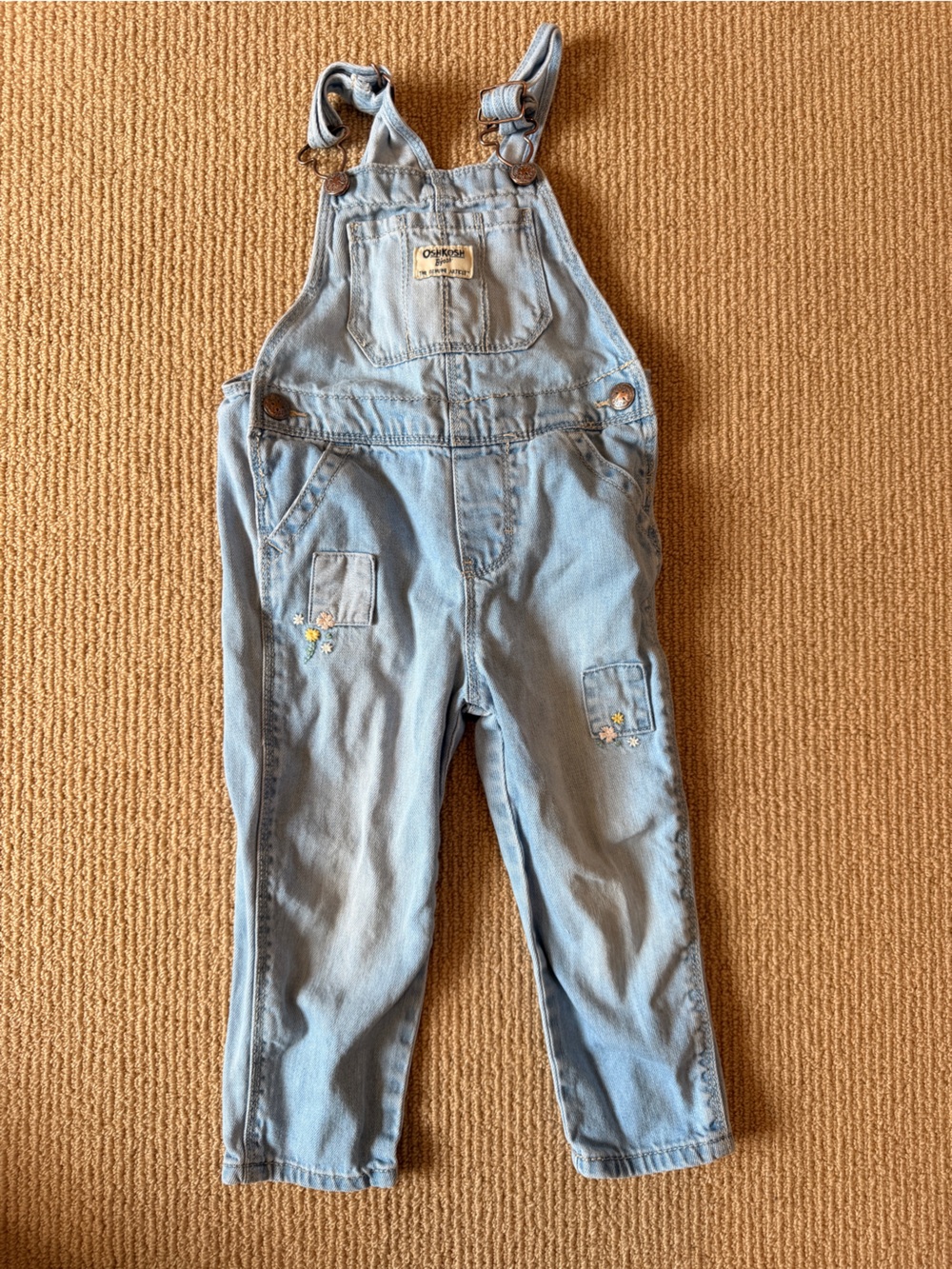 OshKosh B'gosh Light Blue Denim Toddler Overalls with Embroidered Pockets
